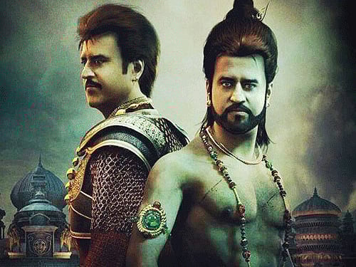Superstar Rajinikanth will play three roles in the film 'Kochadaiiyaan'. Film poster