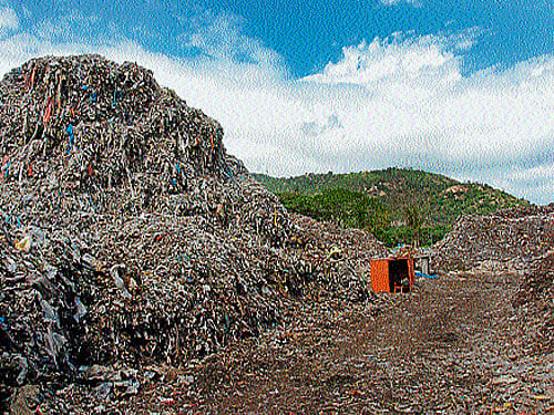 Anger of Mandur villagers boiled over on Sunday as they staged a protest early morning on Byappanahalli Road, 1.5 km away from the landfill, urging the Bruhat Bengaluru Mahanagara Palike (BBMP) to stop dumping garbage near their village. DH file photo