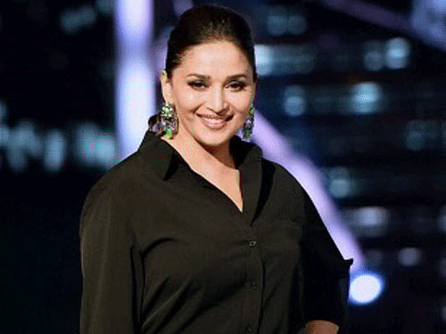 Actor Madhuri Dixit during a promotional event for a TV show in Mumbai. PTI photo