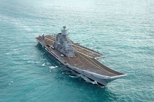 A MiG 29K naval combat aircraft has suffered damage while landing on the aircraft carrier INS Vikramaditya during operations in Arabian Sea off the coast of Goa, a Navy official said today. PTI File Photo