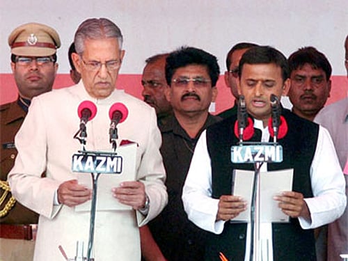 Uttar Pradesh Governor B.L. Joshi(L) Tuesday submitted his resignation to President Pranab Mukherjee, officials at Raj Bhawan said. PTI file photo