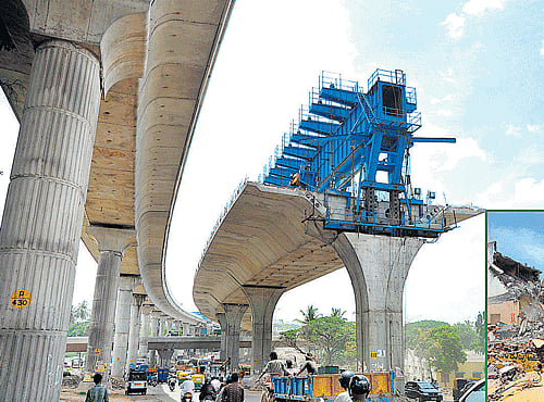 The Bangalore Development Authority (BDA) on Tuesday demolished 25 houses near Nayandahalli junction, paving way for completion of a flyover on Mysore Road between Gali Anjaneya Temple and Kengeri.DH photo