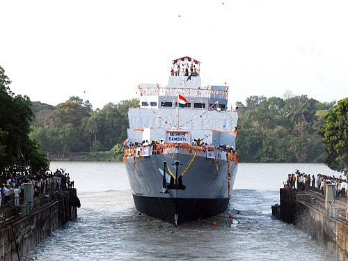 India's first fully indigenously built major warship, the anti submarine warfare (ASW) corvette INS Kamorta will be handed over to the navy by Garden Reach Shipbuilders and Engineers Ltd. (GRSE) here Saturday. PTI file photo