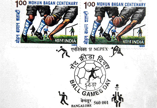 More than a 1,000 stamps were displayed at the Rangoli Metro Art Center on Thursday. DH Photo