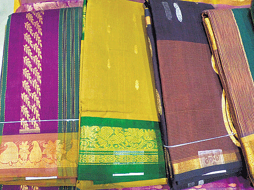 Colourful designs on Chirala saris. PHOTO BY AUTHOR