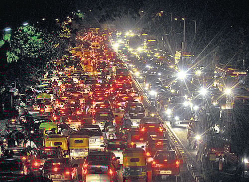 A proposed elevated corridor in this area promises to solve trafficwoes. DH PHOTO BY BK JANARDHAN