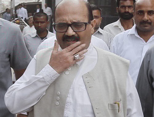 Rajya Sabha member Amar Singh Tuesday called on Samajwadi Party chief Mulayam Singh Yadav at his residence here. PTI file photo