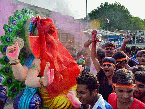 On the occasion of Ganesh Chaturthi Friday, a string of celebrities including Akshay Kumar and Priyanka have wished that the lord brings love and peace in everyone's lives. PTI photo