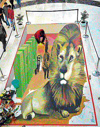 A 3D artwork made through string based technique. Dh Photo