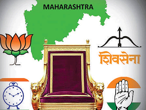 The October 15 assembly election in Maharashtra has set the stage for political re-alignment in the state for the first time in 25 years after both the ruling and the opposition alliances announced parting of ways.  / DH illustration