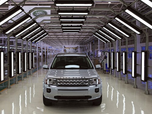 A Jaguar Land Rover car sits at an assembly plant in Pune. AP file photo