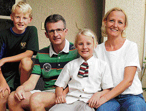 Happy : Asbjorn, Claus, Alberte and Susan. DH Photo by Kishor Kumar Bolar