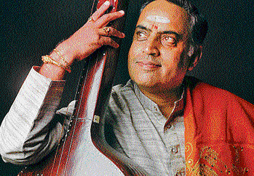 Lost in music : Vidwan S Shankar, one of the versatile Carnatic artistes.