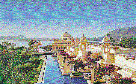 A view of the Oberoi Rajvilas in Udaipur.