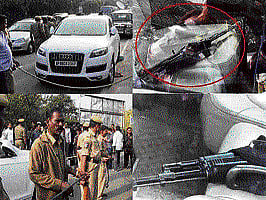 The AK- 47 rifle, the car and the bullet shots.