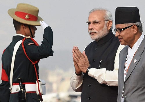 Prime Minister Narendra Modi on his arrival at International airport in Kathmandu, Nepal on Tuesday. PTI Photo