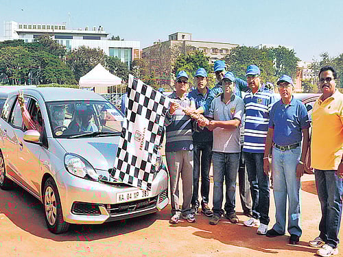 high energy The flag-off in progress.