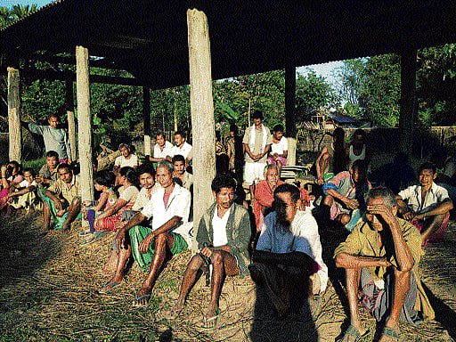 Bodos take shelter at a refugee camp at Sonitpur. dh photo/drimi chaudhuri