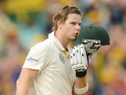 File photo of Steven Smith kissing his helmet