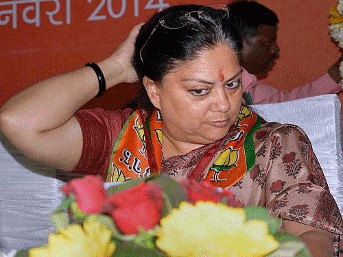 Rajasthan Chief Minister Vasundhara Raje during BJP meeting in Jaipur. Photo: PTI (File)