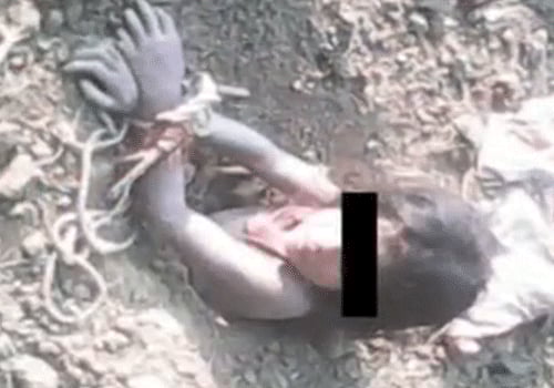 A man was arrested on the charge of his attempt to bury alive his nine-year old daughter. Screen Grab