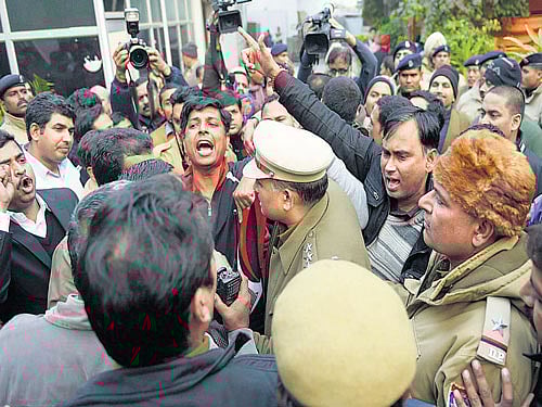 The Bharatiya Janata Party's (BJP) worst fears of dissent over Assembly ticket distribution came true on Tuesday as supporters of the Delhi unit chief Satish Upadhyay protested at the party office for not including their leader in the first list of nominees.