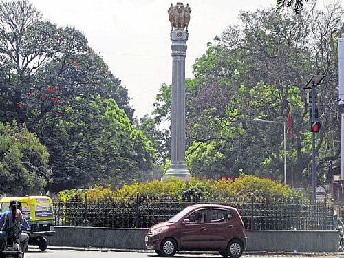 The Ashoka Pillar in Jayanagar. DH Photo by S K Dinesh