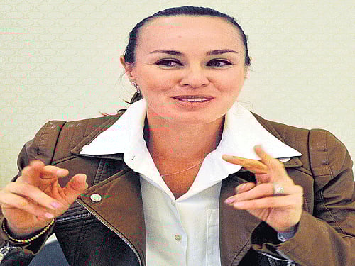 indian sojourn: Swiss tennis ace Martina Hingis during an interaction in Bengaluru on  Friday.  dh photo/ srikanta sharma R
