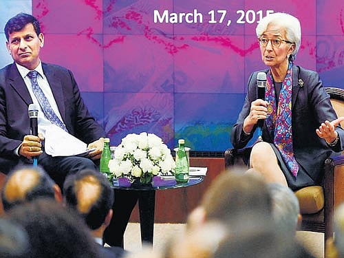 IMF MDChristine Lagarde (right) and RBI Governor RaghuramRajan in Mumbai on Tuesday. PTI Photo