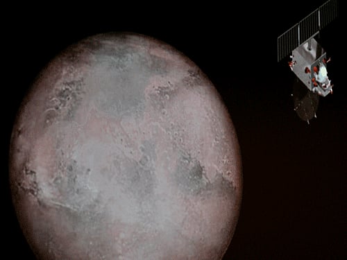 A Mars Orbiter Mission Trajectory, Mars positions display, at the ISRO Centre. dh photo