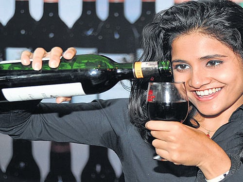 Wine sale has surged to 62.08 lakh litres in 2014-15, with the sale value reaching Rs 174.70 crore. DH FILE PHOTO