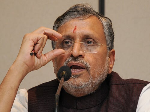 Senior BJP leader and former Deputy Chief Minister Sushil Kumar Modi. DH File Photo.