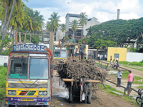 Following the delay in FRP payment to farmers, the government has seized the warehouses of six sugar factories. DH file photo