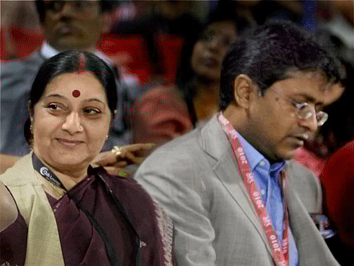 Sushma Swaraj and Lalit Modi. PTI file photo