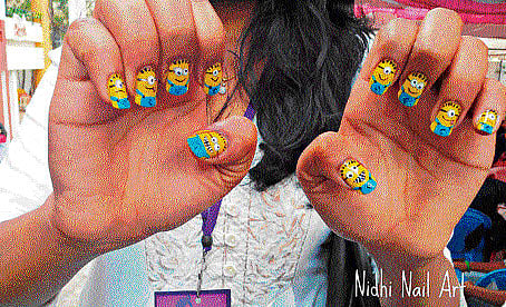 A nail art on minions.