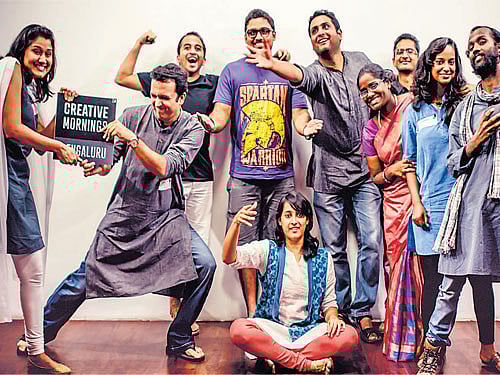 fun element Karishma (seated), Vandana and Vishwesh (extreme right) with other organisers.