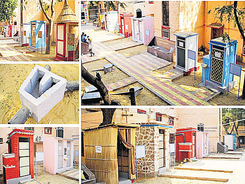 Models of toilets on display at Sanitation Park at Pali collectorate in Rajasthan.