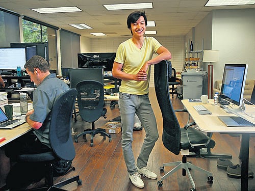 Sizing up: Paul Gu, co-founder and head of product at Upstart, a loan company, at the company's offices in Palo Alto, California. The company is among a new generation applying mathematical models to determine if you will pay back a loan or stay in a job. nyt