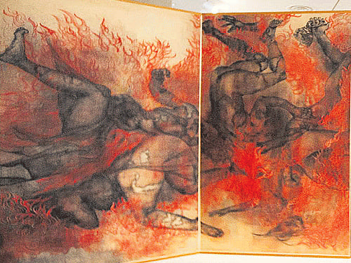 expressive 'Fire', one of 'The Hiroshima Panels' by artists Maruki Toshi & Maruki Iri. AP photo