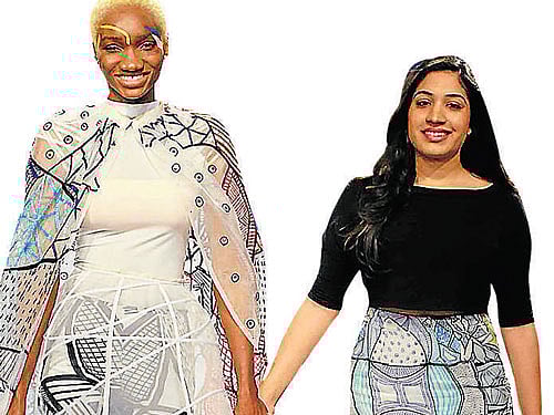 Designer Salita Nanda with a model.