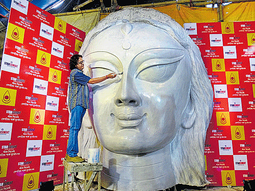 The idol is made of cement and not clay