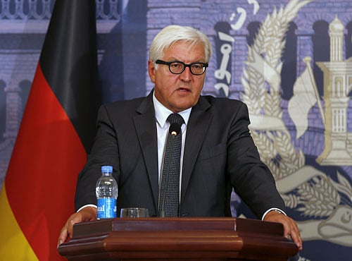 German Foreign Minister Frank-Walter Steinmeier attends a news conference in Kabul. Reuters photo