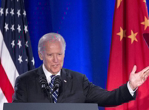 Vice President Joe Biden speaks at the closing session of the US-China Climate Leaders Summit in Los Angeles. Reuters photo