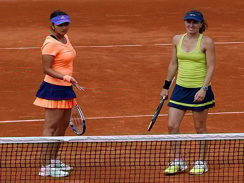 Sania Mirza and Martina Hingis. File photo