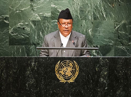 Deputy Prime Minister of Nepal Prakash Man Singh addresses attendees during the 70th session of the United Nations General Assembly at the U.N. Headquarters in New York. Reuters photo