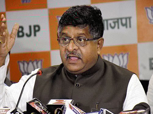 Union Minsiter Ravi Shankar Prasad. PTI file photo