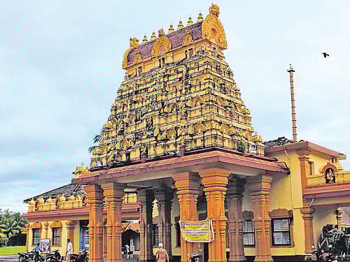 multi-faceted Kateel Temple; a mural on the wall of Kollur Temple; Bappanadu Temple. PHOTOs by author