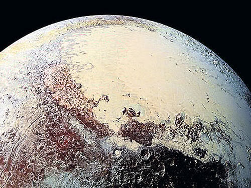 UNIQUE A close up picture of Pluto's vast plains knownas Sputnik Planum. PICTURE CREDIT: NASA