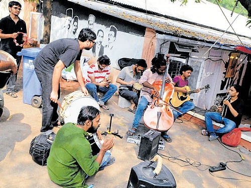 BACK TO school: FTII students after calling off their strike in Pune on Wednesday. PTI
