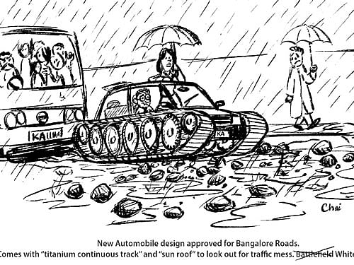 Citizens from Whitefield and other road users in this area, irked by pothole-riddled roads and constant traffic jams, have taken to creative ways to highlight the problems and draw attention of the authorities.